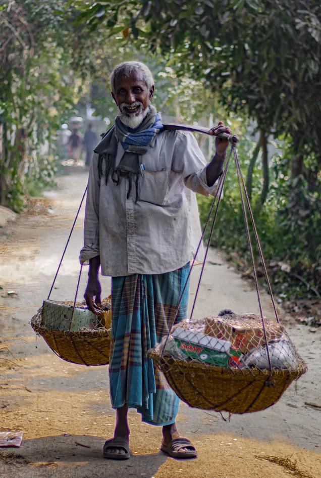 Beneficiary carrying baskets